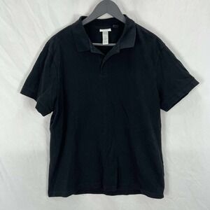 H&M Essentials - Men's - Sz Large - Polo Shirt - Black - Short Sleeve - EUC‎